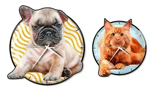 Foto Wanduhr Katze Hund
