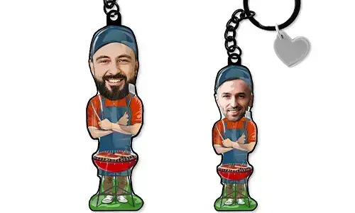Personalisierter Schlüsselanhänger Comic Grillmeister
