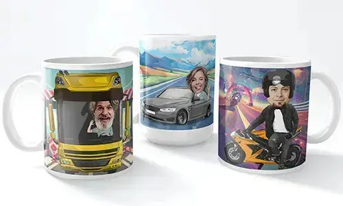 Personalisierte Tasse Comic Auto