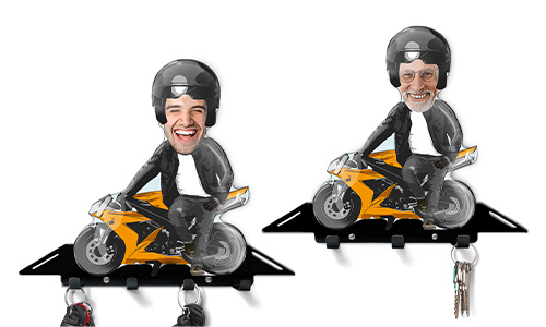 Personalisiertes Schlüsselbrett Comic-Motorrad