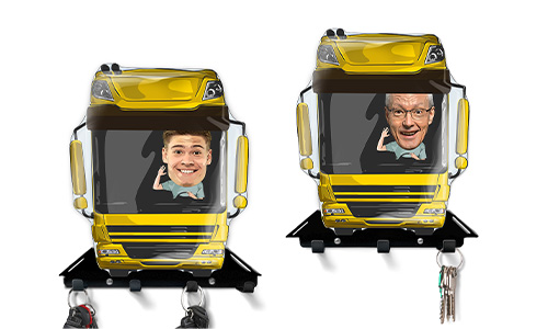 Personalisiertes Schlüsselbrett Comic Auto - Lastwagen