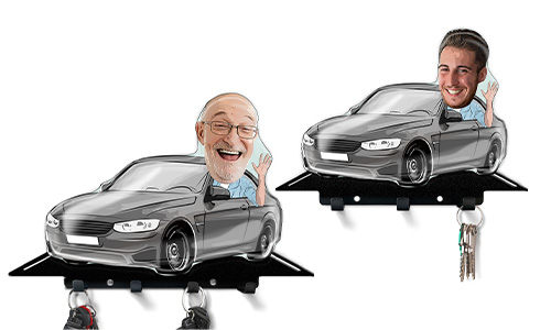 Personalisiertes Schlüsselbrett Comic Auto