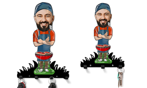 Personalisiertes Schlüsselbrett Comic Beruf - Grillmeister