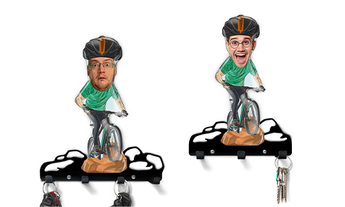 Personalisiertes Schlüsselbrett Comic Sport - Fahrrad