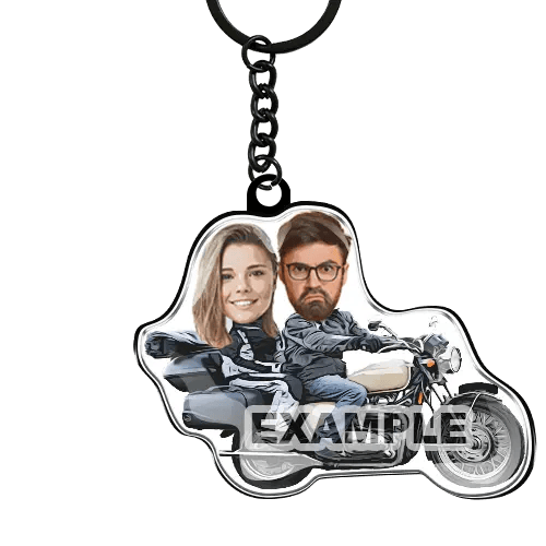 Comic Motorcycle Keychain Personalized Photo