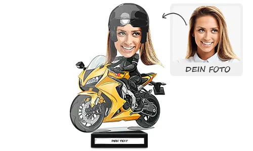 Fotodekoration als Geschenk für eine Motorradfahrerin