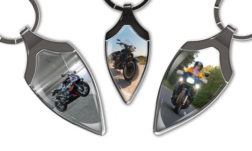 Úzký štítový klíčenka s fotkou motorky pro tebe