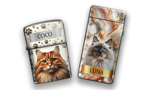 Unique lighter with photo of cat and its nickname