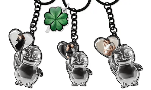 Henkilökohtainen pingviinisydän-avainkoru valokuvalla – Suloinen lahja odottaville vanhemmille