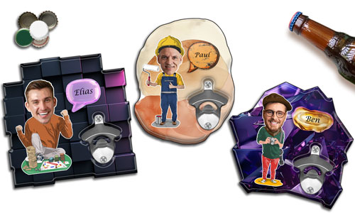 Wall bottle opener with name and custom design