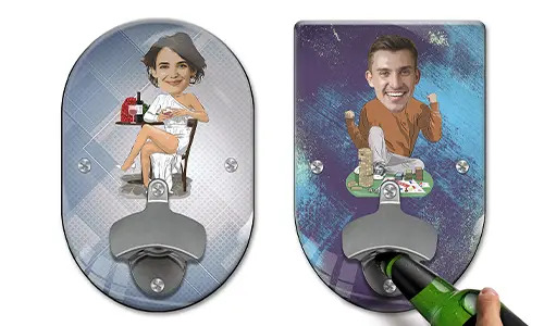 Personalized Standard Wall Bottle Opener with Comic-Style Hobby or Profession Design