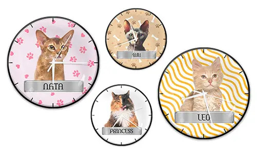 Wanduhr mit Namen der Katze