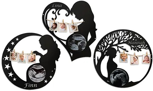 Personalized Metal Wall Decoration with Ultrasound Photos for Expecting Moms