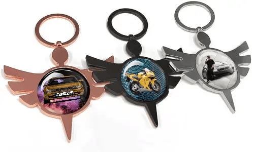 Llavero redondo ángel auto – regalo único