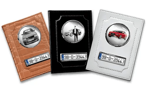 Porte-documents de voiture standard pour frère avec voiture/photo et plaque d'immatriculation