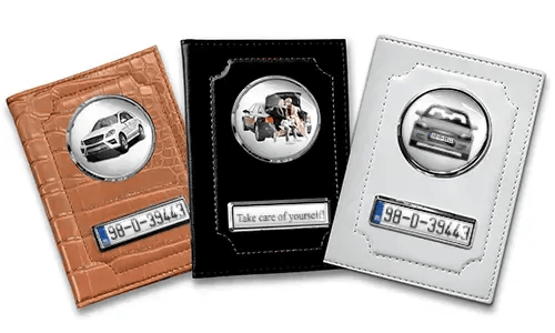 Standard car document holder with car/photo and license plate for couples