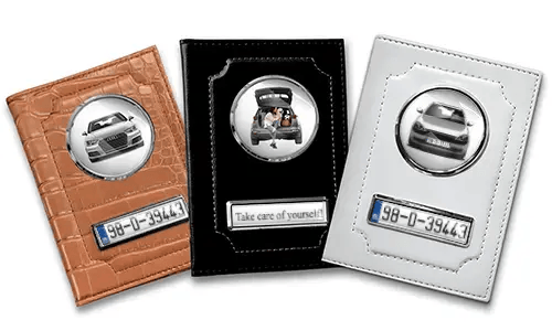 Fahrzeugschein Hülle Standard mit Auto/Foto u. Kennzeichen für dich selbst