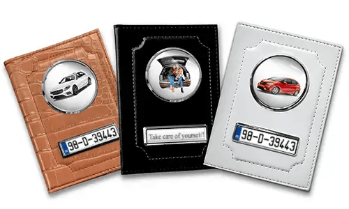 Porte-documents de voiture standard pour maman avec voiture/photo et plaque d'immatriculation