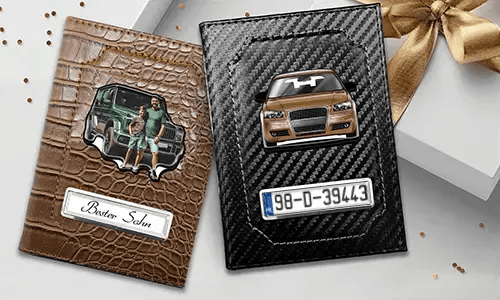 Soporte de documentos de coche con foto y matrícula para tu hijo