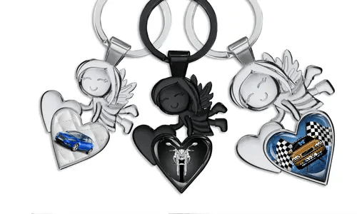 Guardian Angel Keychain Heart With Car