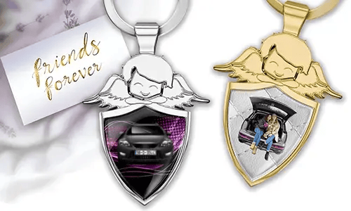 Guardian angel keychain with your best friend's vehicle