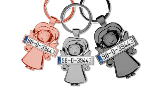 Beschermengel sleutelhanger met gepersonaliseerd kenteken