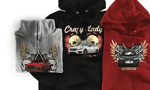 Diseño de sudadera con silueta de coche