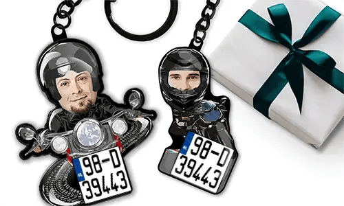 Breloczek motocyklowy z twarzą twojego chłopaka