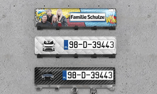 Luxus-Schlüsselbrett Auto-Silhouetten Nummernschild - Chrom