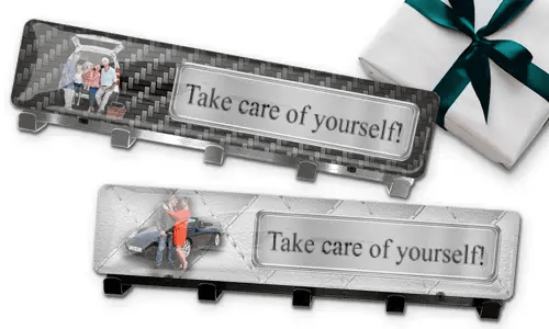 Wall keyholder with grandpa photo and license plate or own text