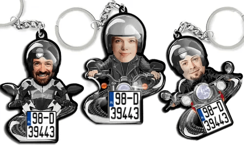 Motorcycle Keychain Rider Photo