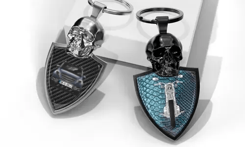 Porte-Clés Tête De Mort Avec Voiture