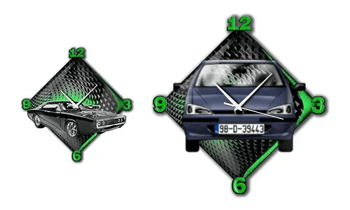 Reloj de pared moderno con imagen de coche