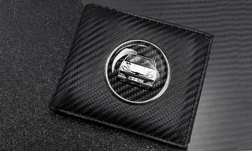 carbon brieftasche mit Carbon Hintergrund liegend
