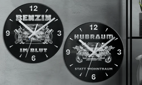 wanduhr auto in zwei Variationen wanduhr werkstatt