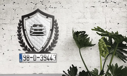 metallschild gestalten schwarz gepulvert mit Weißes Leder Hintergrund aluminiumschilder mit gravur