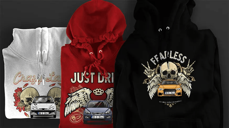 Hoodie Design mit Autosilhouette