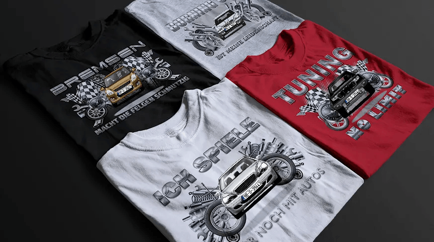 shirt tuning in vier verschiedenen Farben t shirt tuning