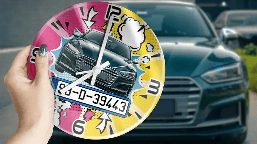 Wanduhr Comic - Autosilhouette